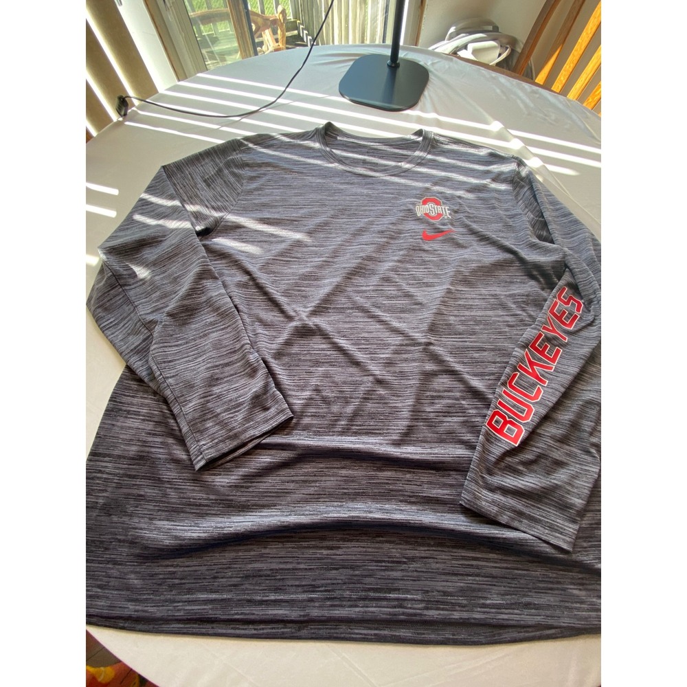 Nike Ohio State Buckeyes Mens XXL Dri-FIT Long Sleeve Shirt Grey DQ1278-010